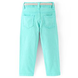 Babyhug Denim Full Length Stretchable Washed Jeans - Mint
