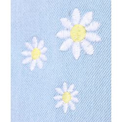 Babyhug Cotton Washed Denim Capri With Belt Floral Embroidery- Light Blue