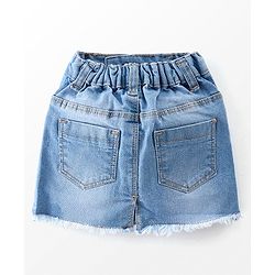 Babyhug Denim Mid Thigh Skirt Floral Embroidery - Blue