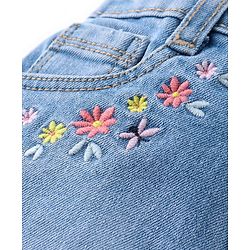 Babyhug Denim Mid Thigh Skirt Floral Embroidery - Blue