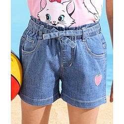 Babyhug Cotton Stretched Mid Thigh Length Strawberry Patch Shorts  - Blue