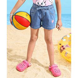 Babyhug Cotton Stretched Mid Thigh Length Strawberry Patch Shorts  - Blue