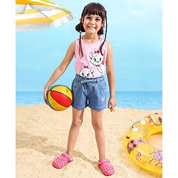 Babyhug Cotton Stretched Mid Thigh Length Strawberry Patch Shorts  - Blue