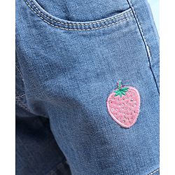 Babyhug Cotton Stretched Mid Thigh Length Strawberry Patch Shorts  - Blue