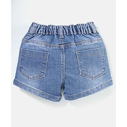 Babyhug Mid Thigh Length Washed Stretchable Denim Shorts - Blue