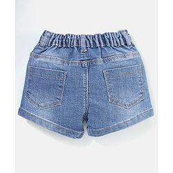 Babyhug Mid Thigh Length Washed Stretchable Denim Shorts - Blue