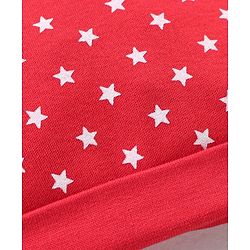 Babyhug 100% Cotton Cap Mittens & Booties Star Print Red - Cap Diameter 9.5 cm