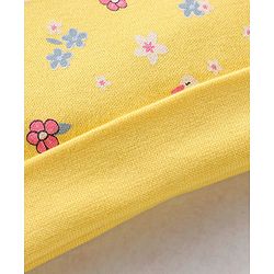 Babyhug 100% Cotton Cap Mittens & Booties Floral Print Yellow- Diameter 11.5 cm