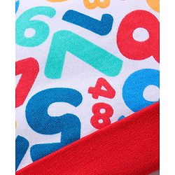 Babyhug 100% Cotton Cap Mittens And Booties Numbers Print Red - Cap Diameter 9 cm