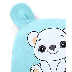 Babyhug 100% Cotton Teddy Bear  Print With Ear Applique Cap Blue - Diameter 9.5 cm