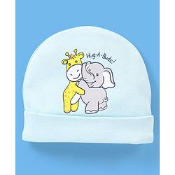 Babyhug 100% Cotton Animal Print Cap - Blue