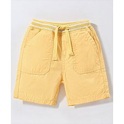 Babyhug 100% Cotton Woven Knee Length Solid Bermuda - Yellow