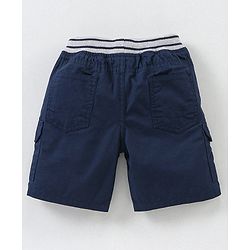 Babyhug Cotton Knit Knee Length Shorts Solid Color - Navy
