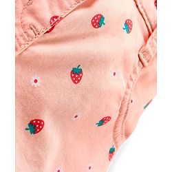Babyhug Cotton Mid Thigh  Stretchable Shorts Strawberry Print - Peach