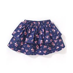 Babyhug 100% Cotton Half Sleeves Top & Skirt Floral Print - Pink & Navy