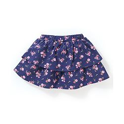 Babyhug 100% Cotton Half Sleeves Top & Skirt Floral Print - Pink & Navy
