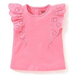 Babyhug 100% Cotton Half Sleeves Top & Skirt Floral Print - Pink & Navy