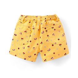 Babyhug Cotton Woven Knee Length Stretchable Shorts Cherry Print - Yellow