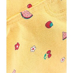 Babyhug Cotton Woven Knee Length Stretchable Shorts Cherry Print - Yellow