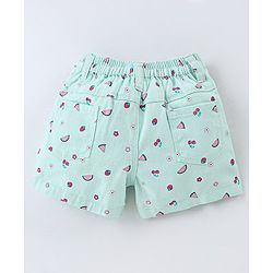 Babyhug Cotton Woven Knee Length Stretchable Shorts Cherry Print - Yellow