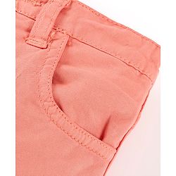 Babyhug Cotton Mid Thigh Length Solid Shorts With Stretch- Coral