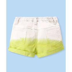 Babyhug Cotton Spandex Woven Stretchable Solid Shorts - White & Green