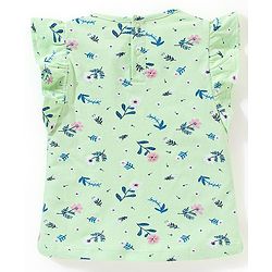Babyhug 100% Cotton Sleeveless Floral Printed Top and Skirt Set - Green & Pink