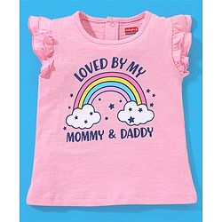 Babyhug 100% Cotton Sleeveless Top and Skirt Set Rainbow Print - Pink