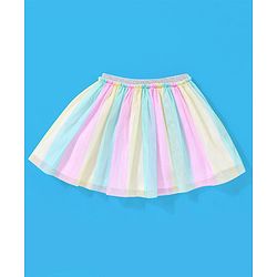 Babyhug 100% Cotton Sleeveless Top and Skirt Set Rainbow Print - Pink