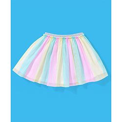 Babyhug 100% Cotton Sleeveless Top and Skirt Set Rainbow Print - Pink