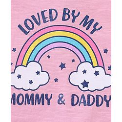 Babyhug 100% Cotton Sleeveless Top and Skirt Set Rainbow Print - Pink