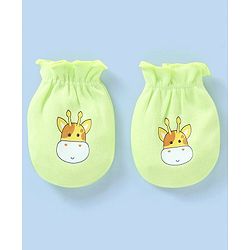 Babyhug 100% Cotton Knit Striped Mittens Pack of 3 - Green & Yellow
