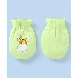 Babyhug 100% Cotton Knit Striped Mittens Pack of 3 - Green & Yellow