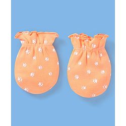 Babyhug 100% Cotton Knit Striped Mittens Pack of 3 - Orange Green & Blue