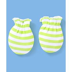Babyhug 100% Cotton Knit Striped Mittens Pack of 3 - Orange Green & Blue
