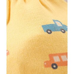 Babyhug 100% Cotton Mittens and Booties Car Print - Yellow