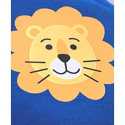 Babyhug 100% Cotton Knit Cap with Lion Print & Ears Applique - Navy