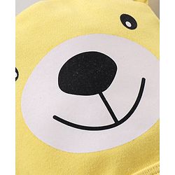Babyhug 100% Cotton Knit Cap with Deer Print & Ears Applique - Yellow