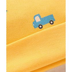 Babyhug 100% Cotton Cap Car Print Yellow - Diameter 9 cm