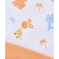 Babyhug 100% Cotton Cap Wild Animal Print White & Orange - Diameter 9.5 cm