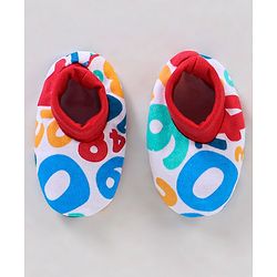 Babyhug 100% Cotton Mittens And Booties Numbers Print - Red