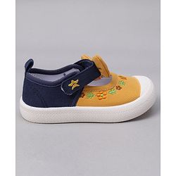Cute Walk by Babyhug Velcro Closure Casual Shoes  with Floral Embroidery and Bow Applique - Yellow