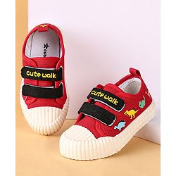 Cute Walk by Babyhug Velcro Closure Dino Printed Casual Shoes - Red