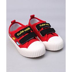 Cute Walk by Babyhug Velcro Closure Dino Printed Casual Shoes - Red