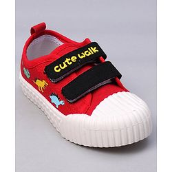 Cute Walk by Babyhug Velcro Closure Dino Printed Casual Shoes - Red