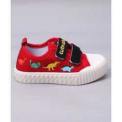 Cute Walk by Babyhug Velcro Closure Dino Printed Casual Shoes - Red