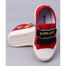 Cute Walk by Babyhug Velcro Closure Dino Printed Casual Shoes - Red