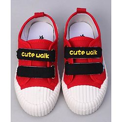 Cute Walk by Babyhug Velcro Closure Dino Printed Casual Shoes - Red