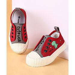 Cute Walk by Babyhug Slip On Dino Printed Casual Shoes - Red