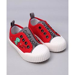 Cute Walk by Babyhug Slip On Dino Printed Casual Shoes - Red